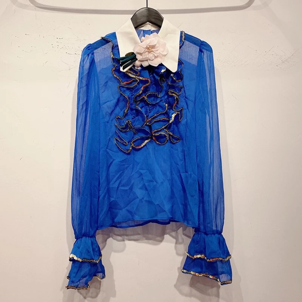 Women’s collar ruffled blouse